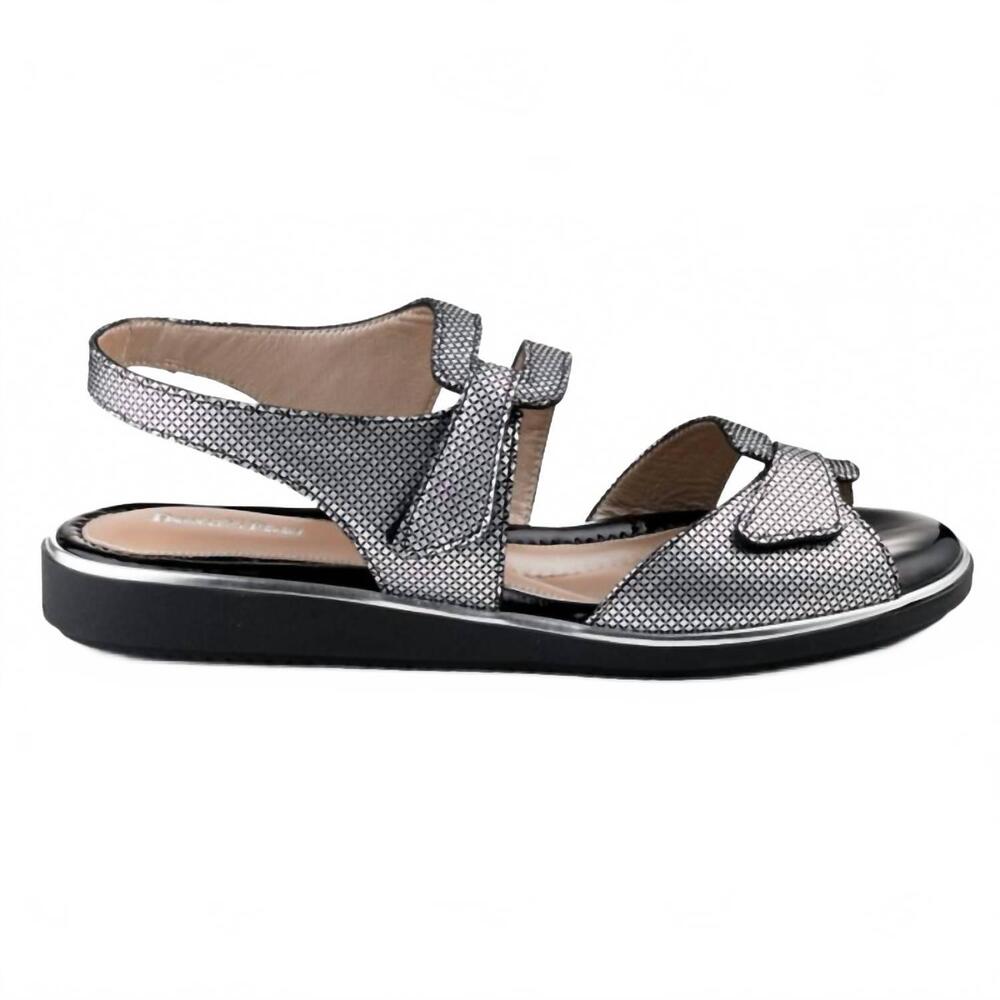 NEW BEAUTIFEEL women's poppy sandal in pewter pixel print suede